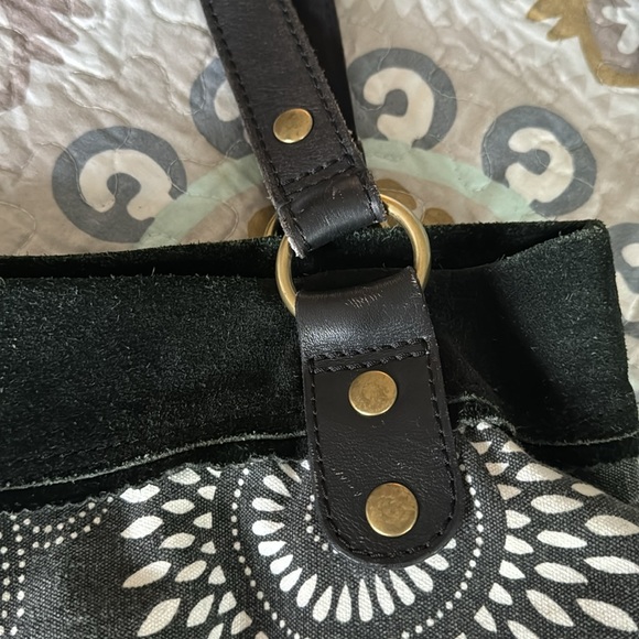 Lucky Brand Boho Bag Cotton With Suede Trim - Picture 8 of 16